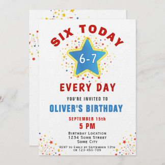 Six Today 6 7 Every Day Meme Star 6th Birthday Inbjudningar
