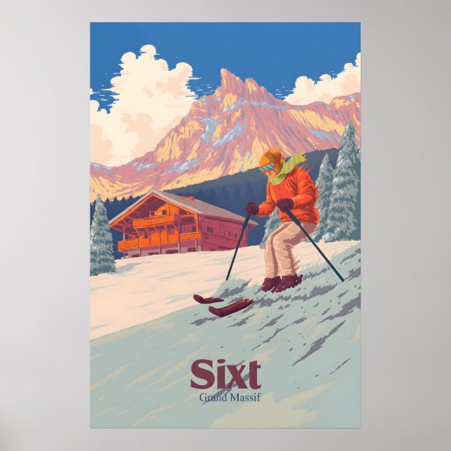 Sixt Skidort Resemallarv Plakat Poster (Framsidan)
