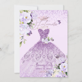 Sixteenera Dusty Lilac Lila Glitter Gown Inbjudningar