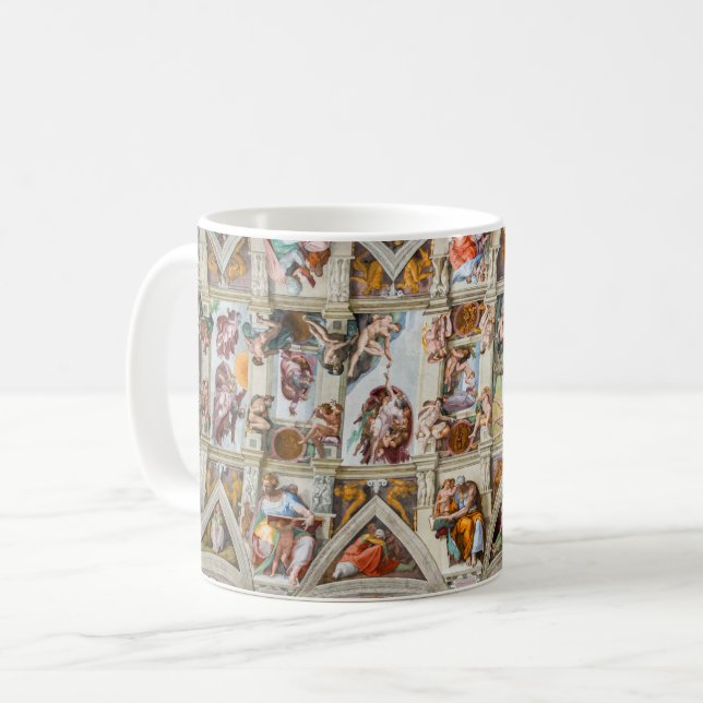 Sixtinska kapellets Michelangelo - Vatikanen, Rom, Kaffemugg (Framsida vänster)
