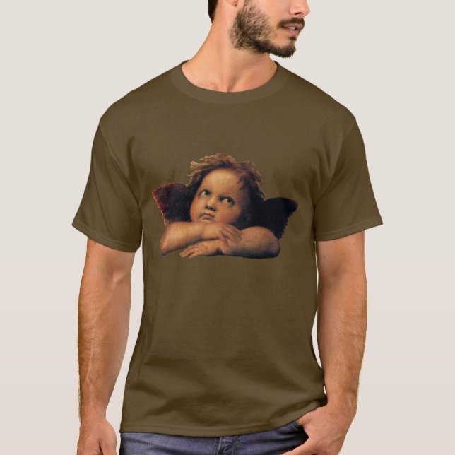 Sixtinska Madonnan, Änglar detalj av Rafael Sanzio T Shirt (Framsida)