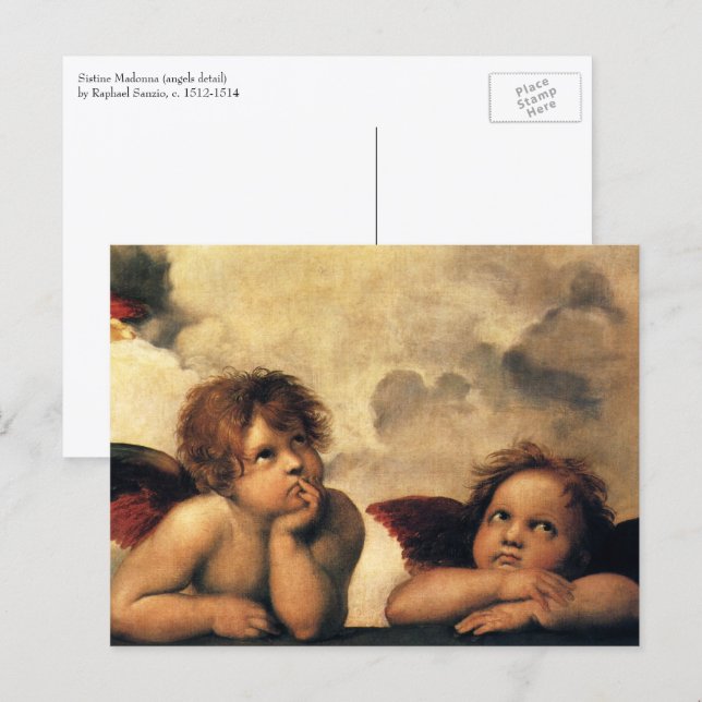 Sixtinska Madonnans änglar av Rafael Sanzio Vykort (Fram/baksida)
