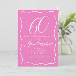  Sixty And Fabulous Birthday Invitation Chic Pink  Inbjudningar