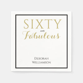 Sixty and Fabulous Black Gold 60th Birthday Pappersservett