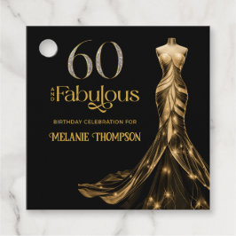 Sixty and Fabulous Gold Dress Black 60th Birthday Gåvor Etiketter