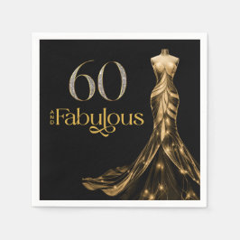 Sixty and Fabulous Gold Dress Black 60th Birthday Pappersservett