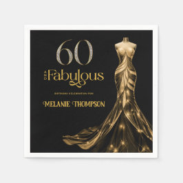 Sixty and Fabulous Gold Dress Black 60th Birthday Pappersservett