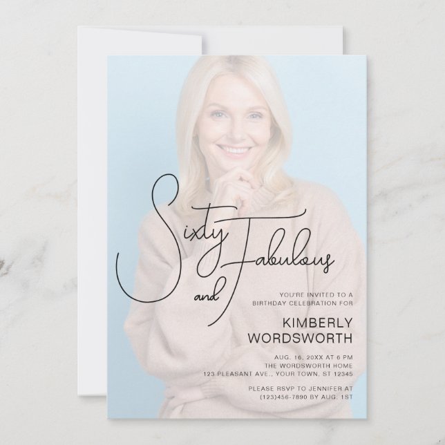 Sixty and Fabulous Photo 60th Birthday Party Inbjudningar (Framsida)