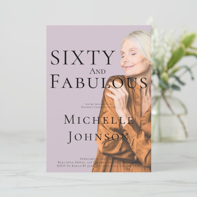 Sixty and Fabulous Photo 60th Birthday Party Inbjudningar (Stående Fram)