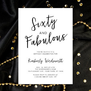 Sixty and Fabulous Script 60-årsfest Inbjudningar