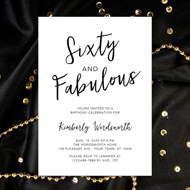 Sixty and Fabulous Script 60-årsfest Inbjudningar (Skapare uppladdad)