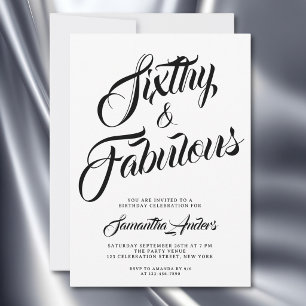 Sixty and Fabulous Script 60-årsfest Inbjudningar