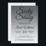 Sixty and Sassy Charcoal Black 60th Birthday Inbjudningar<br><div class="desc">Sixty and Sassy Charcoal Black 60th Birthday Invitation card featuring dramatic black script typography over a smooth charcoal black ombré background that fades into a soft light gray tone. The bold headline sets a confident, sophisticated mood, while the clean layout clearly presents the honoree’s name and event details. Ideal for...</div>