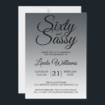 Sixty and Sassy Charcoal Black 60th Birthday Inbjudningar<br><div class="desc">Sixty and Sassy Charcoal Black 60th Birthday Invitation card featuring dramatic black script typography over a smooth charcoal black ombré background that fades into a soft light gray tone. The bold headline sets a confident, sophisticated mood, while the clean layout clearly presents the honoree’s name and event details. Ideal for...</div>