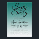 Sixty and Sassy Emerald Green 60th Birthday Inbjudningar<br><div class="desc">Sixty and Sassy Emerald Green 60th Birthday Invitation card featuring dramatic black script typography over a rich emerald green ombré background that fades into a soft pale green tone. The bold headline sets a confident, celebratory mood, while the clean layout clearly presents the honoree’s name and event details. Ideal for...</div>