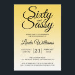 Sixty and Sassy Lemon Yellow Ombre 60th Birthday Inbjudningar<br><div class="desc">Sixty and Sassy Yellow Ombre 60th Birthday Invitation card featuring dramatic black script typography over a cheerful lemon yellow ombré background that fades into a soft pale yellow tone. The playful headline sets an upbeat, confident mood, while the clean layout keeps the honoree’s name and event details easy to read....</div>