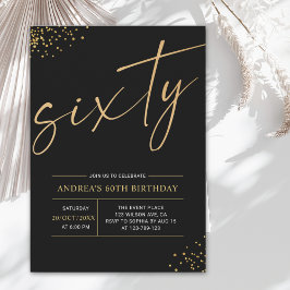 Sixty Birthday Gold & Black 60th Birthday Inbjudningar