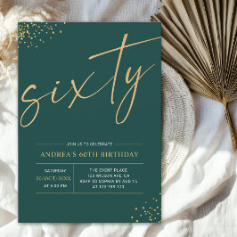 Sixty Birthday Gold & Green 60th Birthday Inbjudningar