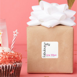 Sixty Fabulous Birthday Chic Pink & Black Fyrkantigt Klistermärke