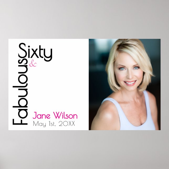 Sixty Fabulous Birthday Chic Pink & Black Poster (Framsidan)