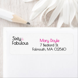  Sixty Fabulous Birthday Chic Pink & Black Returadress Etikett