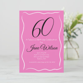   Sixty & Fabulous Birthday Invitation Pink Black Inbjudningar