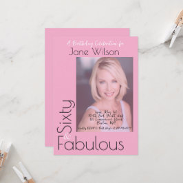  Sixty & Fabulous Invitation Pink Photo Inbjudningar