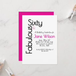   Sixty Fabulous Pink Birthday Chic Invitation Inbjudningar