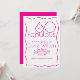  Sixty & Fabulous Pink Birthday Invitation Script  Inbjudningar