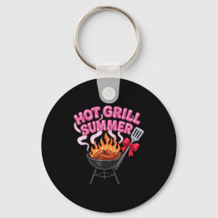 Sizzlande grill sommar rolig bbq grillfest korv nyckelring