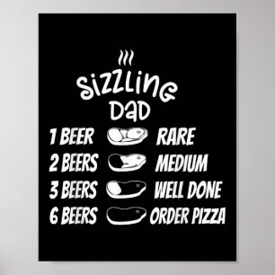 Sizzlande Pappa Kött Öl Pizza Rolig Bbq Poster