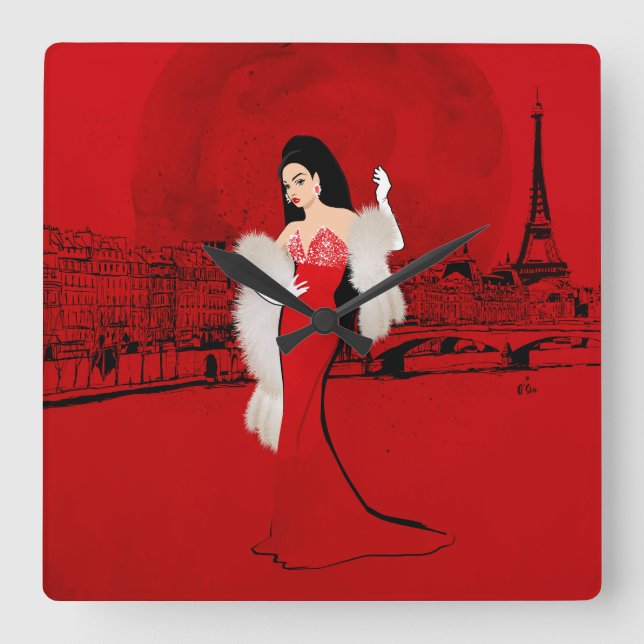Sizzlar i Paris Fyrkantig Klocka (Framsida)
