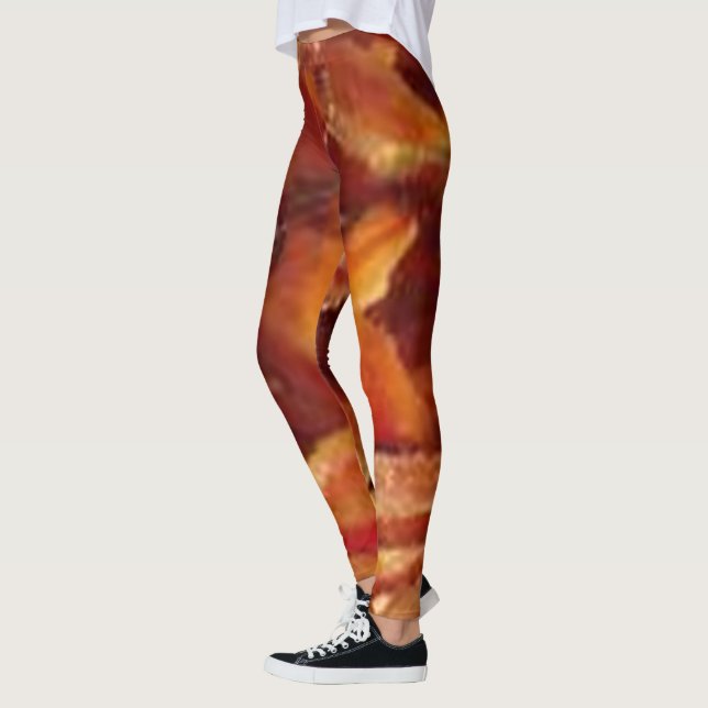 Sizzle i Stil: Cute Gris och Bacon Mönster Leggings (Vänster)