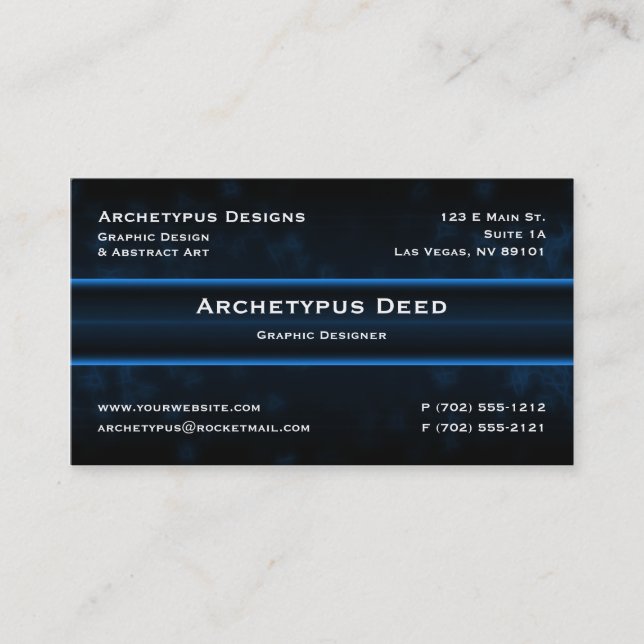 Sizzlevisitkort - blått visitkort (Framsida)