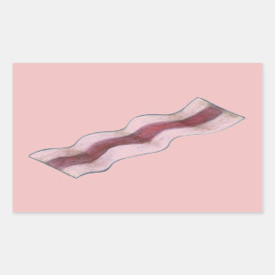 Sizzlin' Bacon Strips Breakfast Food Stickers Rektangulärt Klistermärke