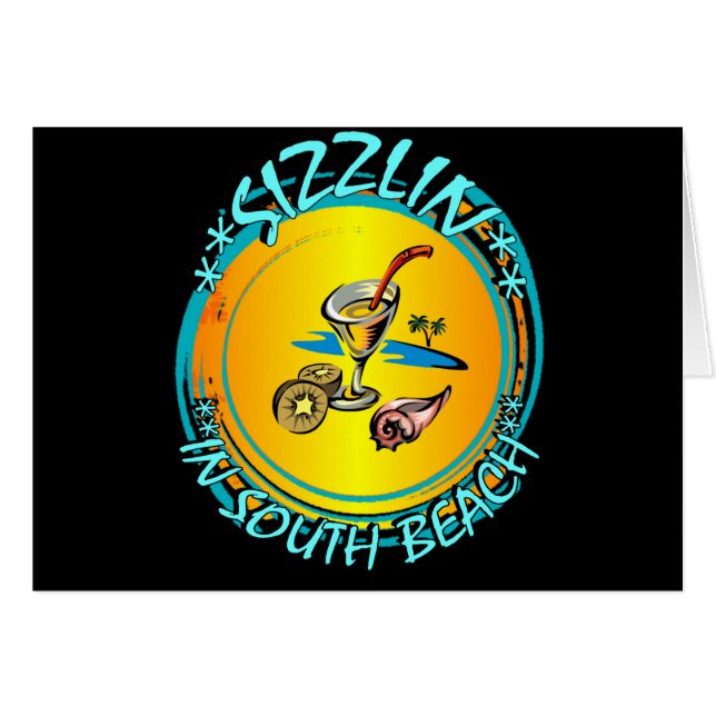 Sizzlin i South Beach Hälsningskort (Framsidan Horizontal)