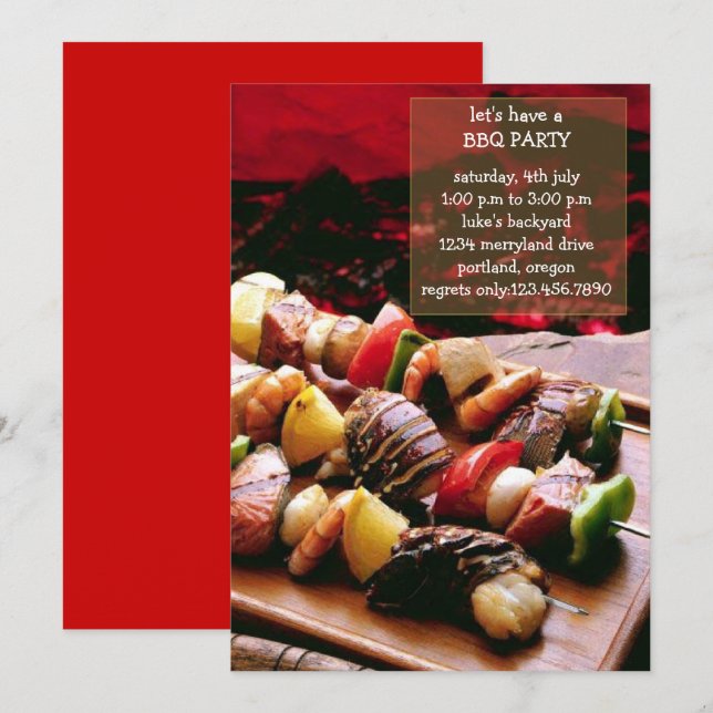 Sizzling BBQ-gruppinbjudan Inbjudningar (Fram/baksida)