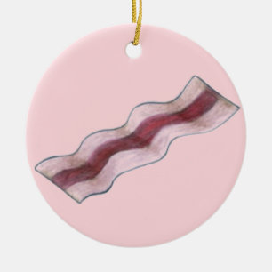Sizzling Rosa Bacon Strip Breakfast Food Julgransprydnad Keramik