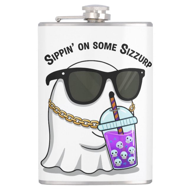 Sizzurp Ghost Kawaii Flask Fickplunta (Framsidan)