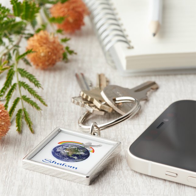 sjabbig fyrkantig silverfärgad nyckelring (Sidan)