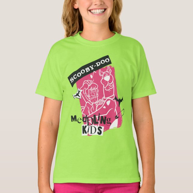 Sjaggy och Scooby-Doo Meddling Kids Punk Outline T Shirt (Framsida)