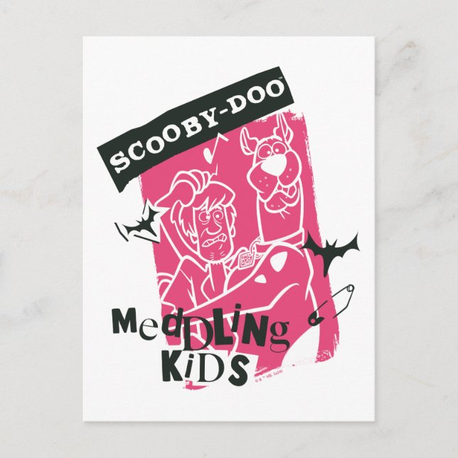 Sjaggy och Scooby-Doo Meddling Kids Punk Outline Vykort (Framsida)