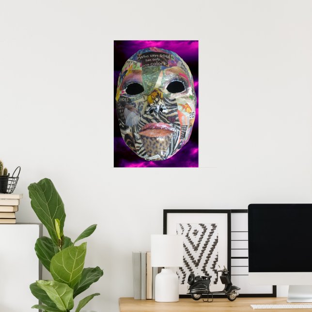 Själ-färgad masktryck poster (Hemmakontoret)
