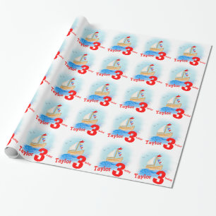 Sjal för födelsedag för segelbåt för pojkenam presentpapper