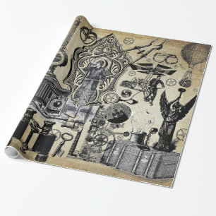 Sjal för Steampunk Collagegåva Presentpapper