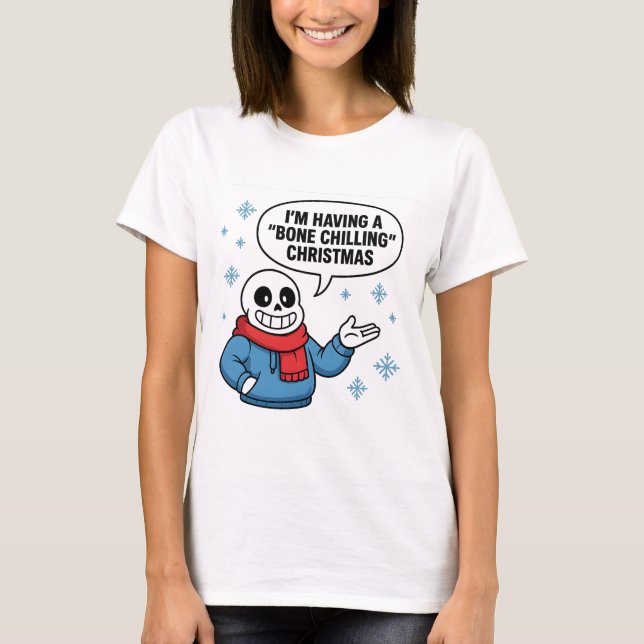 Själariskt jul kul skelett högtidlig dekoration t shirt (Framsida)