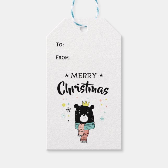 Sjalbjörnskarvar god jul stjärnor presentetikett (Framsidan)