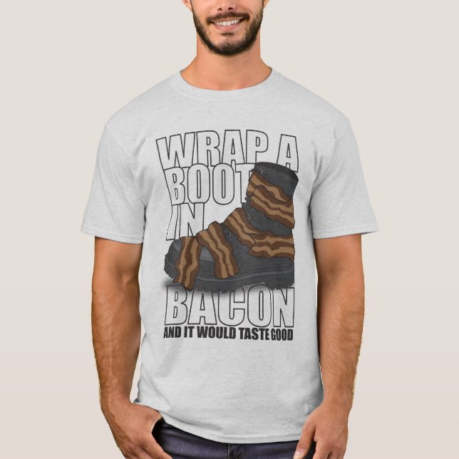 Sjalen en känga i bacon och den skulle smakbra t-shirt (Framsida)