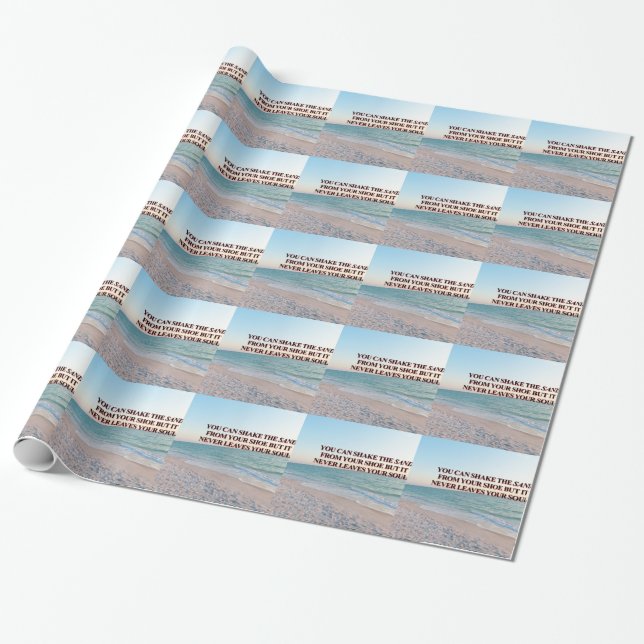 Själfull strandlinje citat mönsterdesign presentpapper (Utrullad)