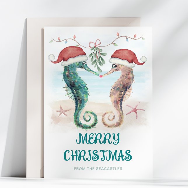Själhäst Santa Mistel Kysst Kust Jul Julkort (Skapare uppladdad)